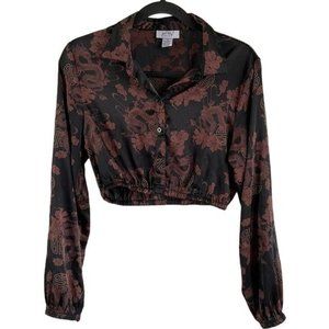 Just Polly New York Asian Cropped Long Sleeve Top, Sz Medium